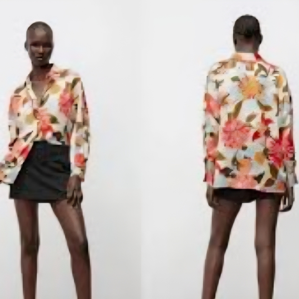 ZARA Satin Floral Printed Button-Down Shirt Long Sleeve Multicolored women’s Xl - Picture 11 of 11